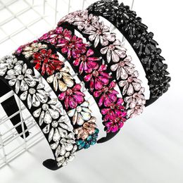 2021 Fashion Super Flash Acrylic Flower Headbands Trend Full Rhinestone Women's Hair Accessories