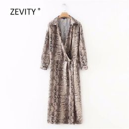 women vintage sexy snake skin printing long dress female sleeve v neck vestidos casual slim brand party dresses DS1171 210420