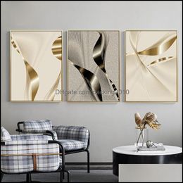 Paintings Arts, Crafts Gifts Home & Gardencreative Sier Golden Abstract Geometric Patchwork Modern Decorative For Room Office El Decor Pictu