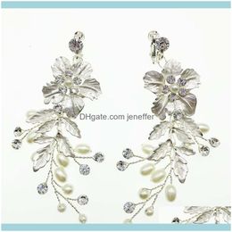 Charm Jewelryfactorykygpclip Bridal Ornament Wedding Flower No Ear Hole Pink Beads Earrings Drop Delivery 2021 5Owzq
