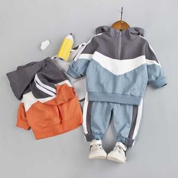 0-4 years High quality boy girl clothing set autumn sport active casual kid suit children baby hoodies+pant 210615