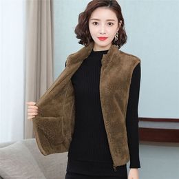 Plus Size 4XL Sleeveless Vest Women Spring Autumn Long Female Waistcoat Jacket Zipper Fleece Fur s 211220