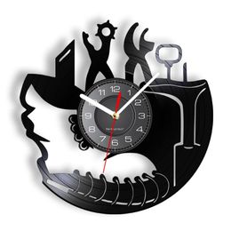 Настенные часы Обувная Ремонт вдохновленные Рекордные Часы Cobbler Вырезать Дисковые Ремесла Смотреть Садовой ремонт Домашний декор