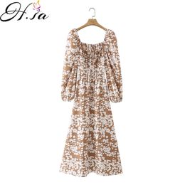 H.sa European and American Summer Wind Women's Long Sleeve Printed Dress 21173 210716