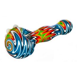 Cool Colorful Pipes Twirl Swirly Pyrex Thick Glass Smoking Tube Handpipe Portable High Quality Handmade Dry Herb Tobacco Oil Rigs Bong DHL Free