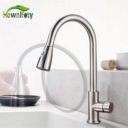 Chrome/Nickel/Black/Gold Pull Out Kitchen Faucet 2-mode Sprayer 360 Rotation Single Handle Mixer Tap Sink Crane 211108