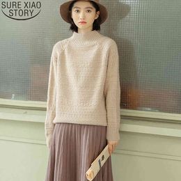Long Sleeve Vintage Thick Sweater Turtleneck Winter Clothes Women Casual Solid Loose Wool Sweaters Pullover 10916 210417