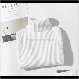 Baby Baby Maternity Drop Delivery 2021 Girls Sweaters Turtleneck Solid Colour Knitting Sweater Autumn Children Clothing White Pullover Kids To