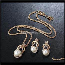 & Sets Drop Delivery 2021 Arrival Fashion Pearl Crystal Necklace And Earrings Set For Women Statement Clothing Bridal Wedding Jewellery Abryg