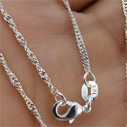 2021 10pcs Water Waves Chains 1.2mm 925 Sterling Silver Necklace Chains 16"-30"
