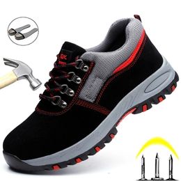 Indestructible Men Shoes Anti-puncture Safety Work Sneakers Male Hiking Anti-smash Steel Toe Security Footwear 211217