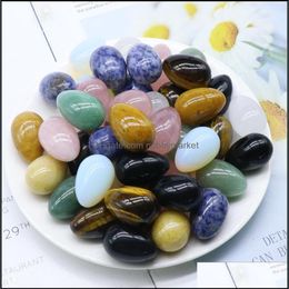 Stone Loose Beads Jewelry Natural Egg Shaped 30Mm Crystal Jade Tiger Eye Small Rose Quartz Tigers Opal Ornaments Aessory Drop Delivery 2021