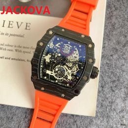 Top Luxury Watch 43mm Quartz Chronograph Skeleton Designer Wristwatch Iced Out Hip Hop Rubber Sport Men Women original clasp sapphire glass watches Christmas gift