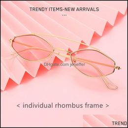 Sunglasses Fashion Aessories Individual Rhombus Alloy Frame Unisex For Women Girls Retro Colorf Lenses Decorative Sun Glasses Uv400 Drop Del