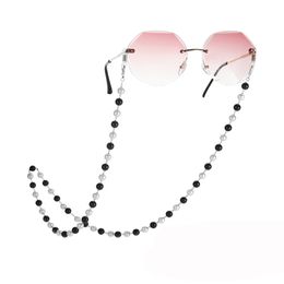 Eyeglasses Spectacles Eyewear Chain for Jewelry Black White Pearls Crystal Cord Sunglasses Lanyard Neck Strap Rope