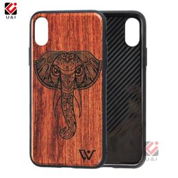 HotSelling Natural Wood TPU Laser Engraved Cute Elephant Phone Cases For iPhone 6 7 8 Plus 11 12 Pro Max Shockproof and Waterproof Back Cover Shell