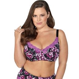 Big Size Lace Plus Size Women Bra 6 Colours Printing Floral No-padded Unlined Full Cup Sexy Women Underwear CDEFG34-46 210728