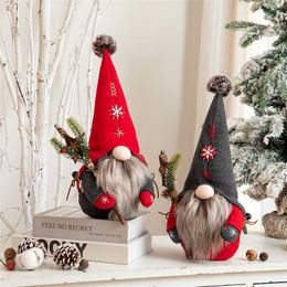 Christmas Plush Gnome Holiday Red Gnome Handmade Scandinavian Sweden Tomte Norse Collectible Doll Year Gift Home Decor 211104