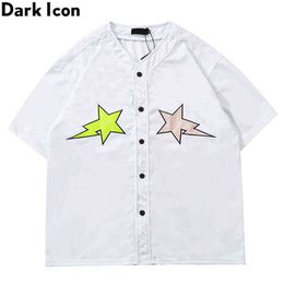 Embroidery Jersey Material Baseball Shirt Men Single Breast Street Fashion Men's Shirt 2Colors 210603