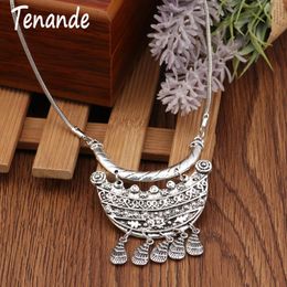 Tenande Bohemia Geometric Water Drop Tassel Necklaces Punk Craved Statement Pendants For Women Party Jewellery Collier Chokers