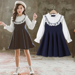 Spring Girls Dress Autumn Baby Girls Clothes Party Dresses for Girls Kids Princess Long Sleeve Lace Up Vestidos Children's Dress Q0716
