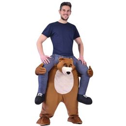 Mascot doll costume 160-190CM Adults Kids Brown Bear Carry Me Mascot Magic Pants Outfit Halloween Costumes Carnival Party Dress Up Suit