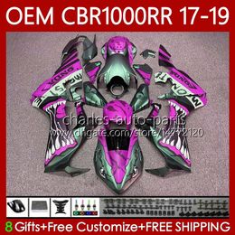 Body Kit For HONDA CBR 1000 CBR1000 RR CC 2017-2019 Injection Bodywork 75No.161 CBR 1000CC 1000RR CBR1000RR Shark Pink 17 18 19 CBR1000CC 2017 2018 2019 OEM Fairing