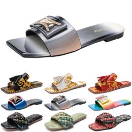 wholesale luxury women slides slippers womens fashion sandals black slide slipper flat flip flops size 37-42 color4