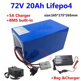 72V 20Ah LiFepo4 lithium battery for Citycoco Scooter skateboard electric motorcycle +5A charger+Bag