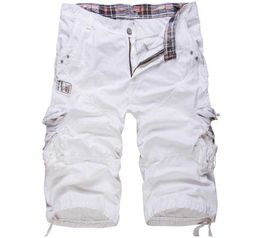 white cargo trousers Canada - Cotton Casual Pant Man Large Size Cargo Trousers Men Summer Loose Multi Pocket Zipper Calf Length Pants White Black Khaki X0611