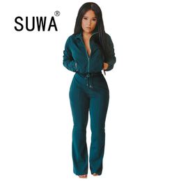 Wholesale Clothing Women Sets Zipper Long Sleeve Coats Jacket High Waisted Trousers Office Streetwear 2 Pieces Outfits 210525