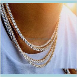 Tennis Graduated Pendants Jewelryhip Hop Bling Chains Jewelry Mens Diamond Iced Out Tennis Chain Necklace Fashion M 4Mm Sier Gold Necklac