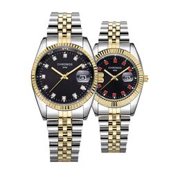 Couple Watches Pair Men And Women Wristwatch Relogio Feminino Golden Quartz Clock