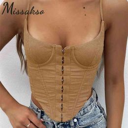 Missakso Sexy Skinny Bandage Corset Crop Top Sleeveless Summer Women Black White Backless Spaghetti Strap Tube Tank Tops 210625