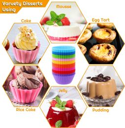 Muffin Cups Silicone Cupcake DIY Baking Cups Reusable Muffin Liners Cupcake Wrapper Holders for Muffins 9 Colours