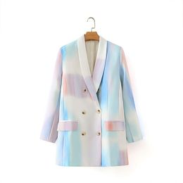 elegant women notched collar blazer jackets fashion ladies print suits casual female sweet chic girls 210430