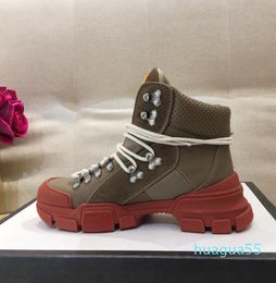 sneaker da donna in pelle marrone sneakers di lusso in gomma logo designer sneaker stivali tecnici in tela da donna da trekking