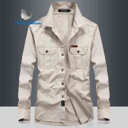 Military Quick-drying Men's Tactical Clothing Outdoor Camping Long-sleeved shirts Turn-down Collar Large Size shirts Male Khaki G0105