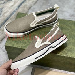 Damen Tennis 1977 Slip-On-Sneaker Beige Dunkelblauer Canvas-Schuh Jacquard-Denim Luxurys Sneakers Herren Vintage Designer-Freizeitschuhe