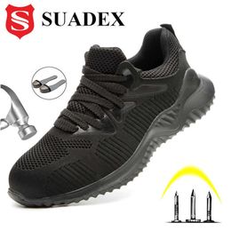 SUADEX Men Safety Work Shoes Boots Male Autumn Steel Toe Boots Anti-Smashing Protective Construction Safety Work Sneakers 211007