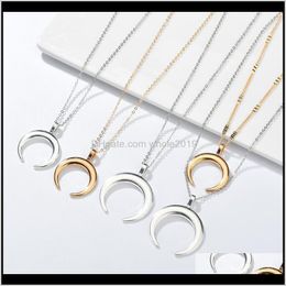 Necklaces & Pendants Drop Delivery 2021 Selling Fashion Jewelry White Gold/Gold Colr Moon Simple Pendant Necklace Party Foe Women Girl1 Bpet4