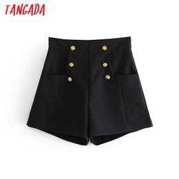 Women Elegant Double Breasted Side Zipper Pockets Female Retro Casual Shorts Pantalones QN39 210416