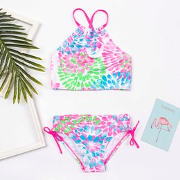 Flower Print Swimwear Swimsuit Summer Children Biquini Infantil Kids Girls Bikini Set Bathing Suit