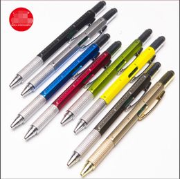 Multifunctional screwdriver ball point pen level instrument advertising capacitance touch screen metal scale gift tool pens