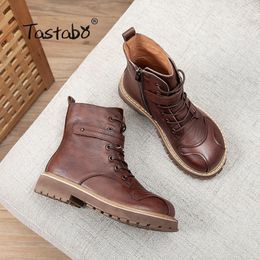 Selvagem Comfortablcasual Mulheres Sapatos Outono Inverno Couro Quente Cabeça Redonda Martin Bnoots Dlassic Retro Moda Confortável Simples Mulheres Botas S692