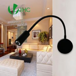 Wall Lamps Black Flexible Hose LED Modern Lamp Arm Light 3W Mirror Lighting Eye-protective Adjustable 220v