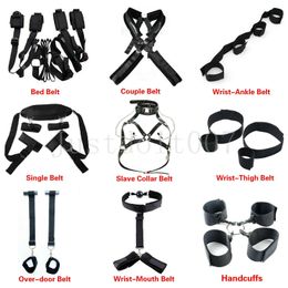 Adult Bondage bed belt system suit manual ankle cuff restraint