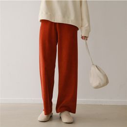 Lucyever Autumn Low Waist Corduroy Pants for Women Korean Casual Loose Straight Trousers Woman Orange Wide Leg Pant Female 210521