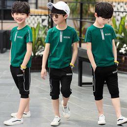 Boys Clothes Set Summer Short Sleeve T-Shirt +Pants 2Pcs Kids Boy Sports Suit Children Clothing Outfits Teen 5 6 8 9 10 12 Years X0802