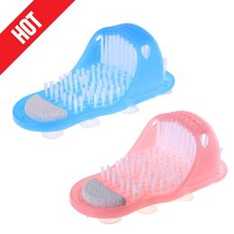 foot care brush UK - Plastic Bath Shoe Pumice Stone Foot Scrubber Shower Brush Massager Slippers for Feet Bathroom Products Foot Care Drop 210724